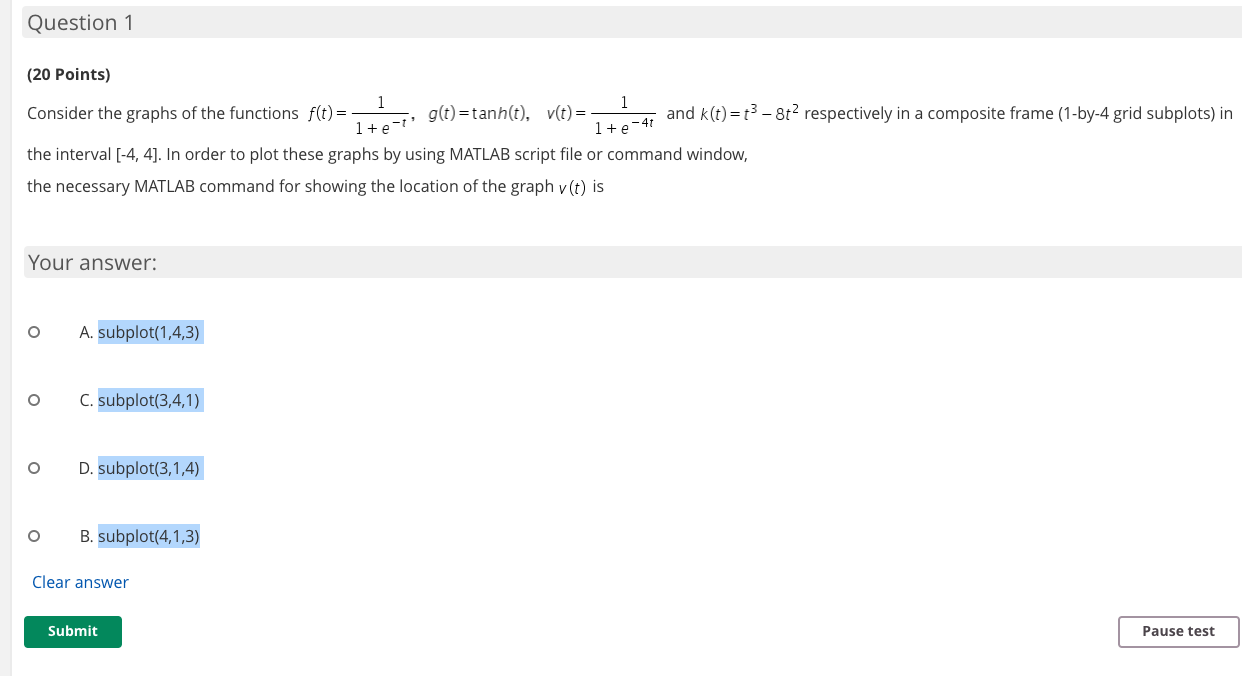 Solved Question 1 Points 1 1 Consider The Graphs Of Chegg Com