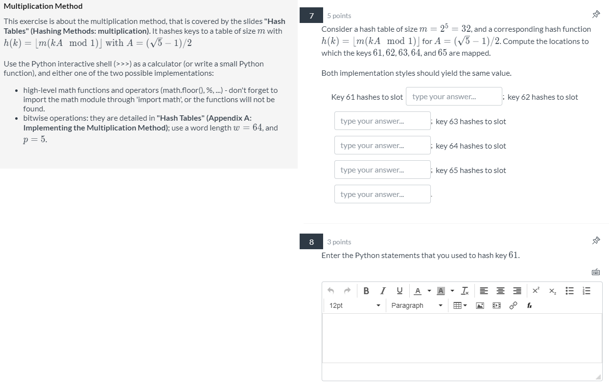 Solved 7 Multiplication Method This exercise is about the | Chegg.com