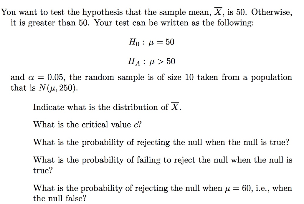 hypothesis test sample mean