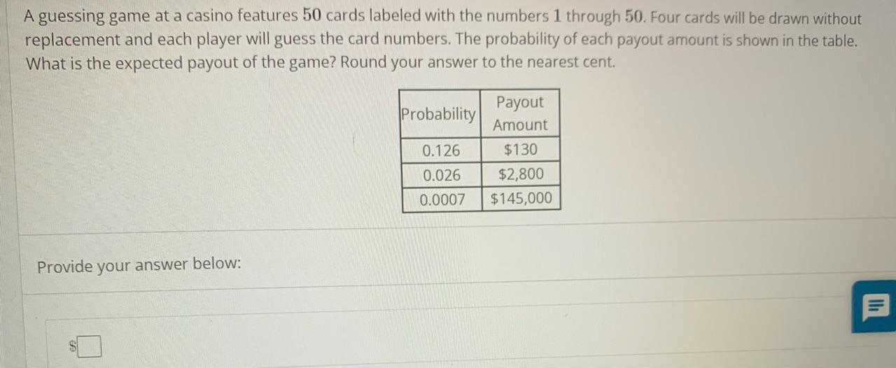 Solved A guessing game at a casino features 50 cards labeled