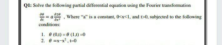 Solved Q1: Solve The Following Partial Differential Equation | Chegg.com