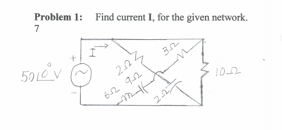 Solved Problem 1: Find current I, for the given network. 7 I | Chegg.com