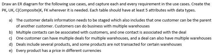 Solved Draw an ER diagram for the following use cases, and | Chegg.com
