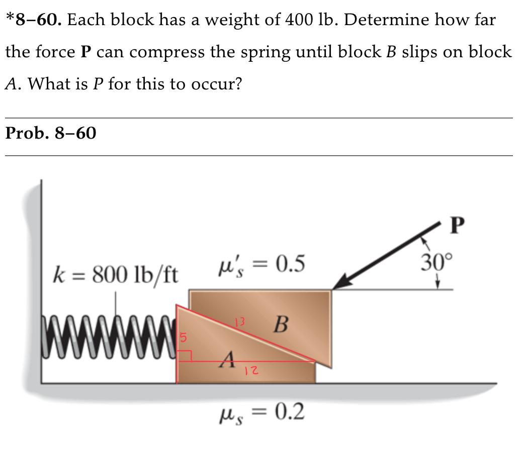 Solved *8-60. Each Block Has A Weight Of 400lb. Determine | Chegg.com