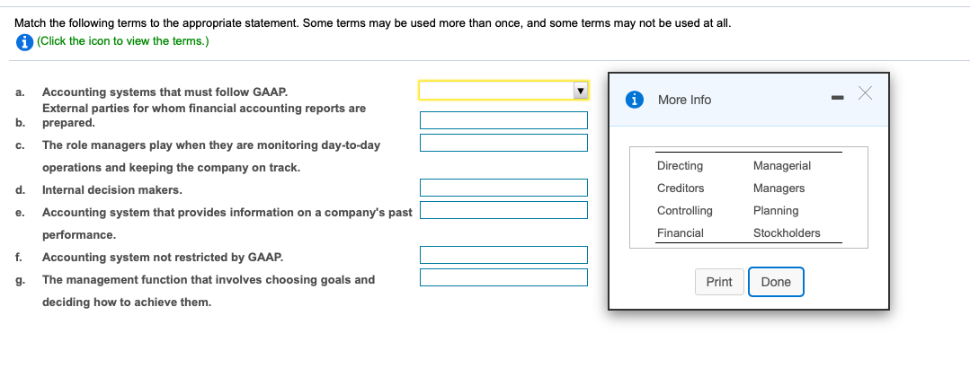 Solved Match the following terms to the appropriate | Chegg.com