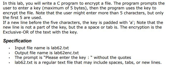 In this lab, you will write a C program to encrypt a | Chegg.com