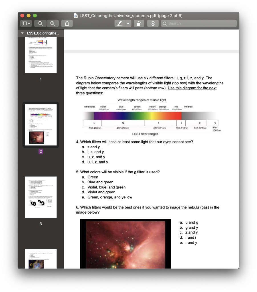 Solved Lsst Coloringthe Universe Students Pdf Page 2 Of Chegg Com