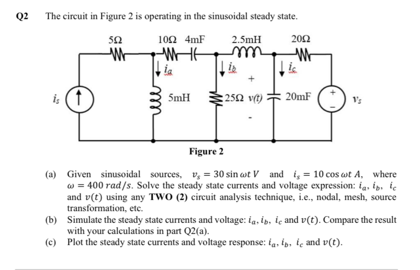 Solved Q2 ﻿The circuit in Figure 2 ﻿is operating in the | Chegg.com