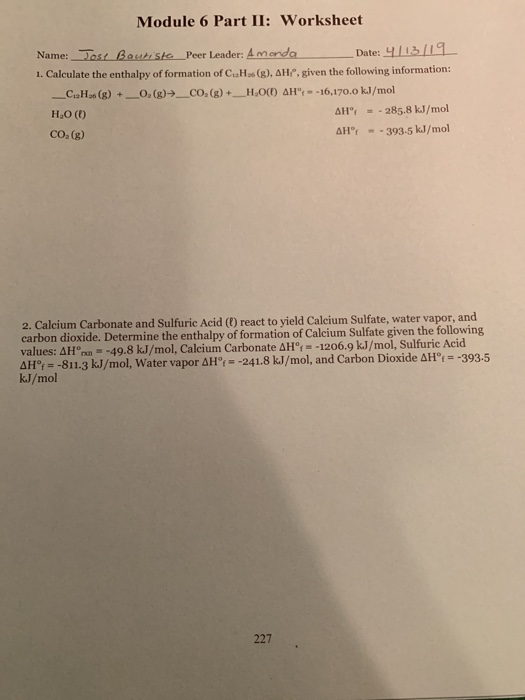 Solved Module 6 Part II: Worksheet Name: Joss Boutiste Peer | Chegg.com