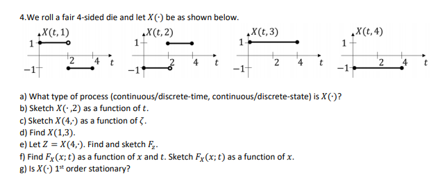 X T 3 X T 4 4 We Roll A Fair 4 Sided Die And L Chegg Com
