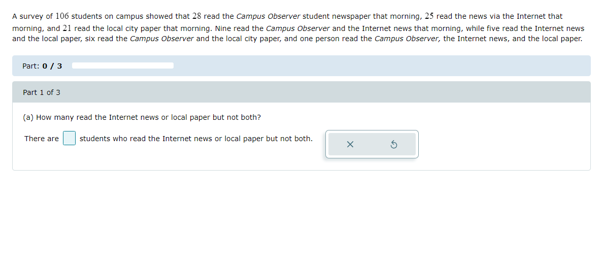 Solved A survey of 106 students on campus showed that 28 | Chegg.com