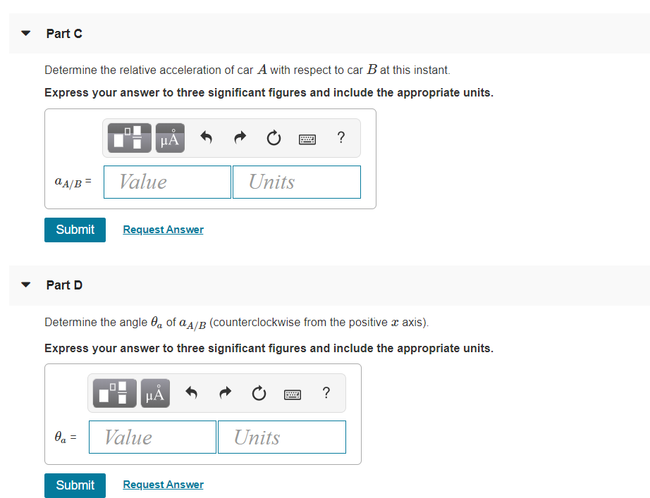 Solved Problem 12.225 Part A Cars A And B Are Traveling | Chegg.com