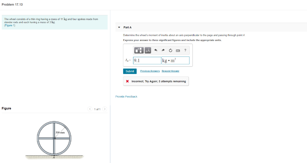 Solved Problem 17.13 The wheel consists of a thin ring | Chegg.com