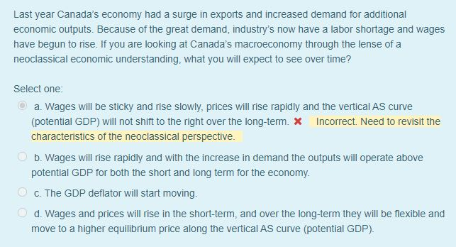 Solved Last year Canada's economy had a surge in exports and | Chegg.com