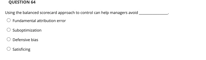 Solved QUESTION 64 Using The Balanced Scorecard Approach To | Chegg.com