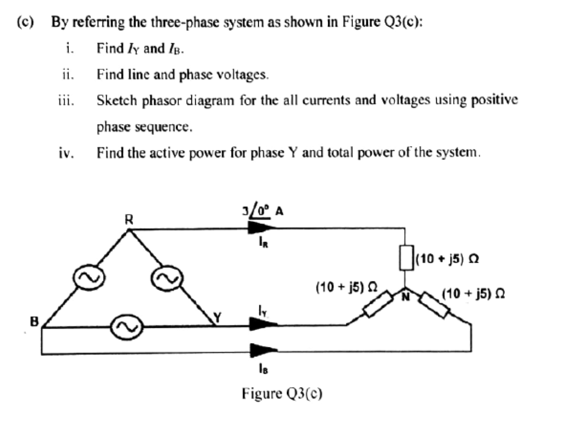 Solved (c) By referring the three-phase system as shown in | Chegg.com