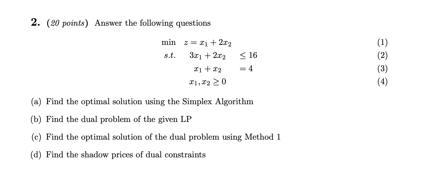 Solved 2. (20 Points) Answer The Following Questions Min | Chegg.com