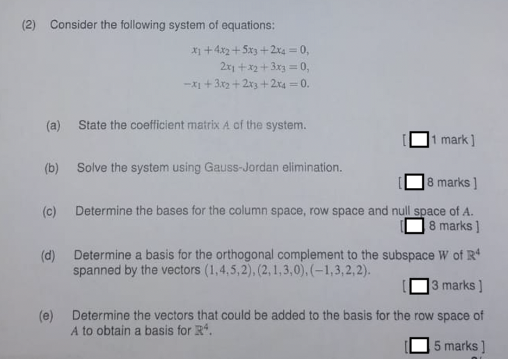 Solved (2) Consider the following system of equations: | Chegg.com