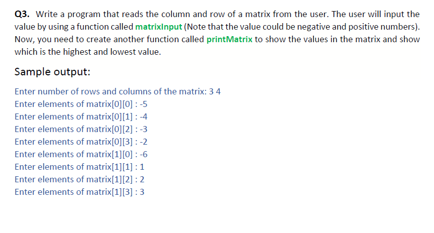 Solved Q3. Write a program that reads the column and row of | Chegg.com