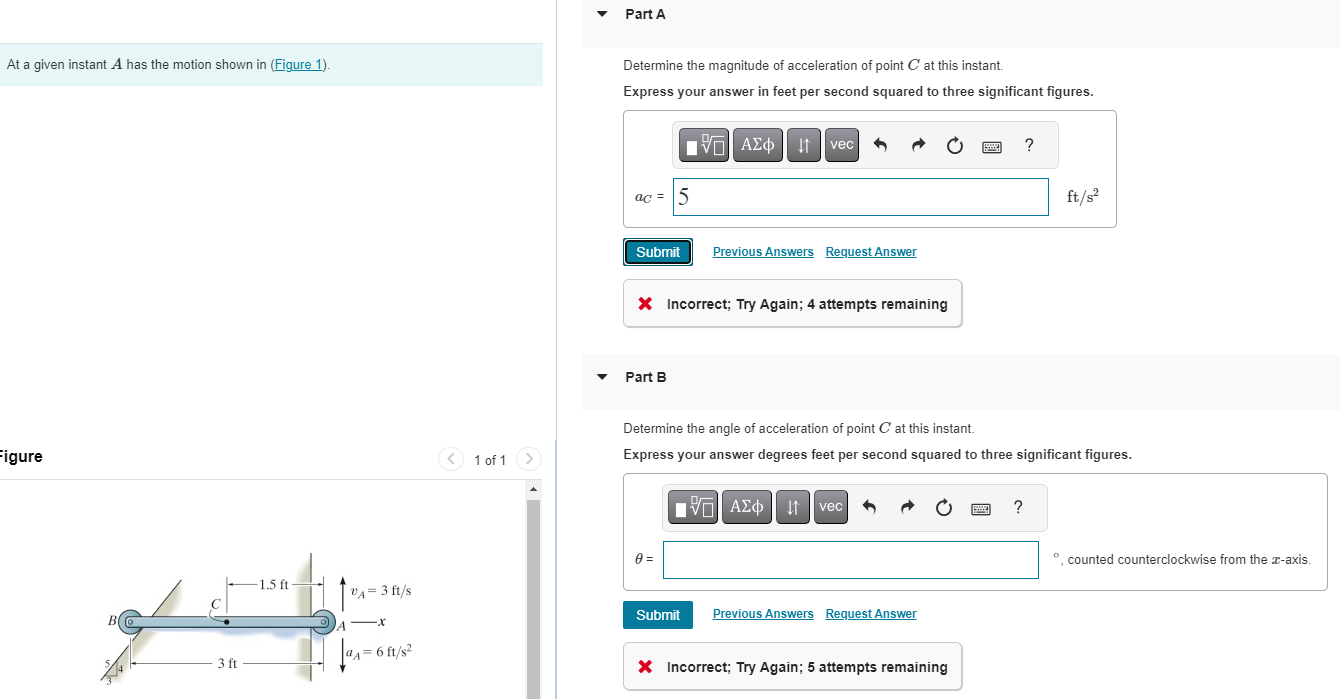 Solved At a given instant A has the motion shown in (Figure | Chegg.com