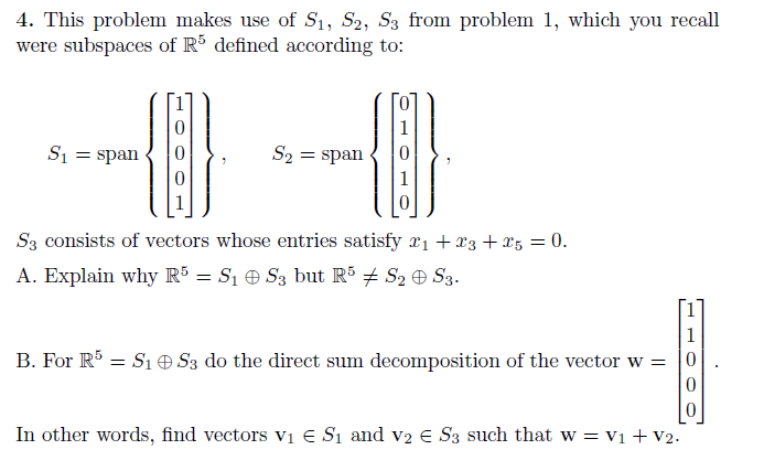 Solved 4. This problem makes use of S1,S2,S3 from problem 1 | Chegg.com