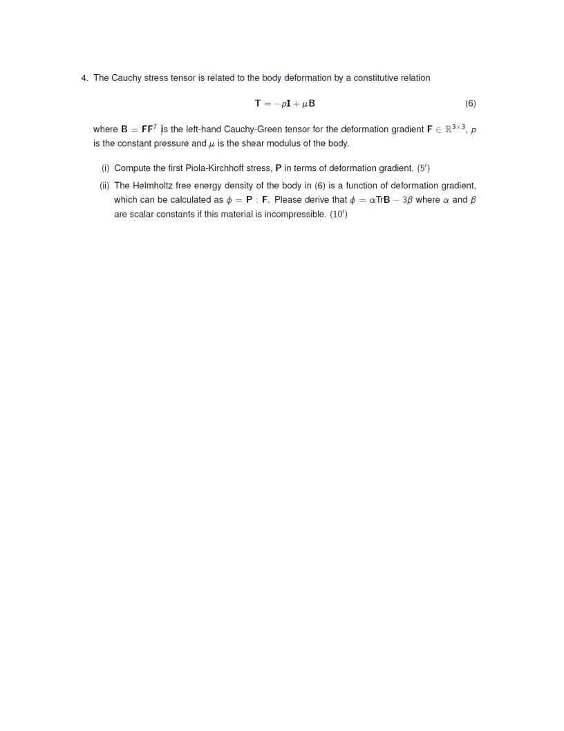 4. The Cauchy stress tensor is related to the body | Chegg.com