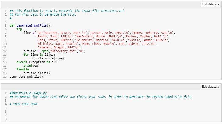 Solved Edit Metadata 1 ## This function is used to | Chegg.com