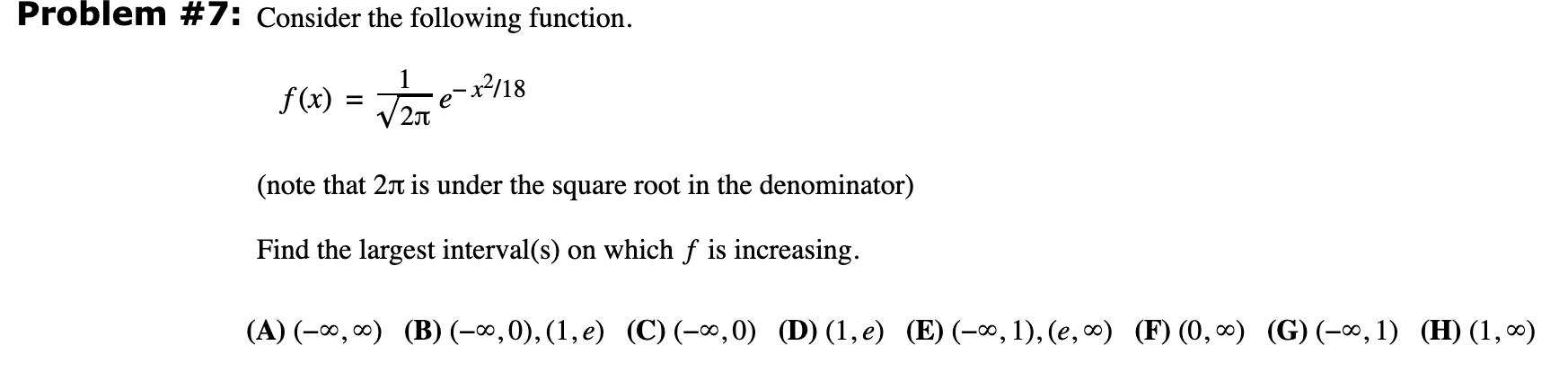 Solved Problem #7: Consider the following function. f(x) = | Chegg.com