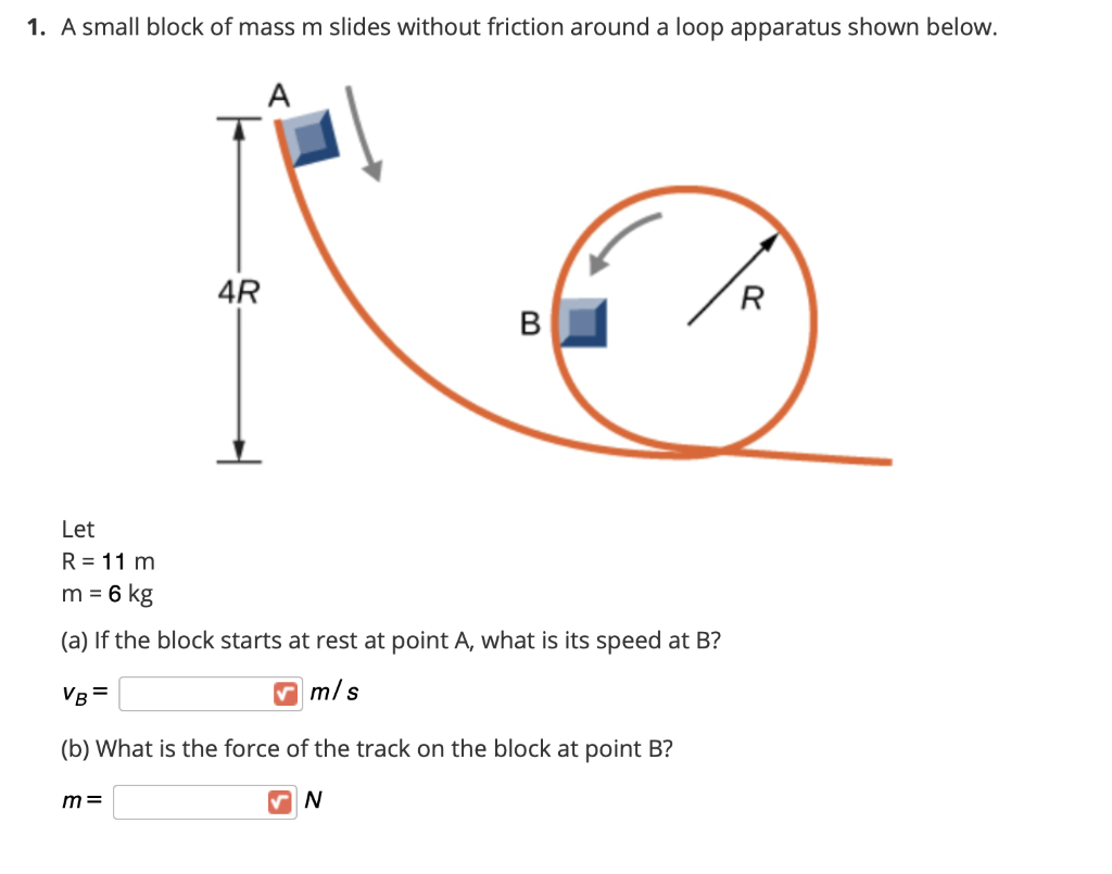 Solved 1 A Small Block Of Mass M Slides Without Friction