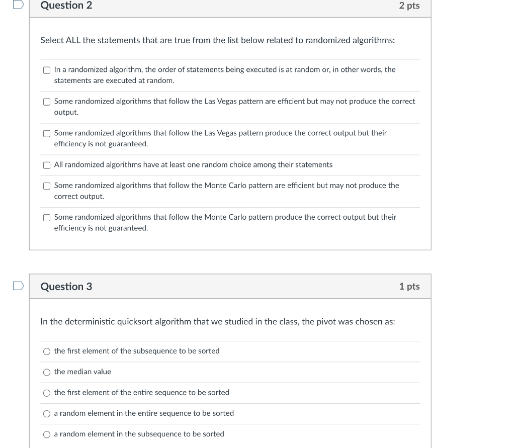 Solved Question 2 2 pts Select ALL the statements that are | Chegg.com