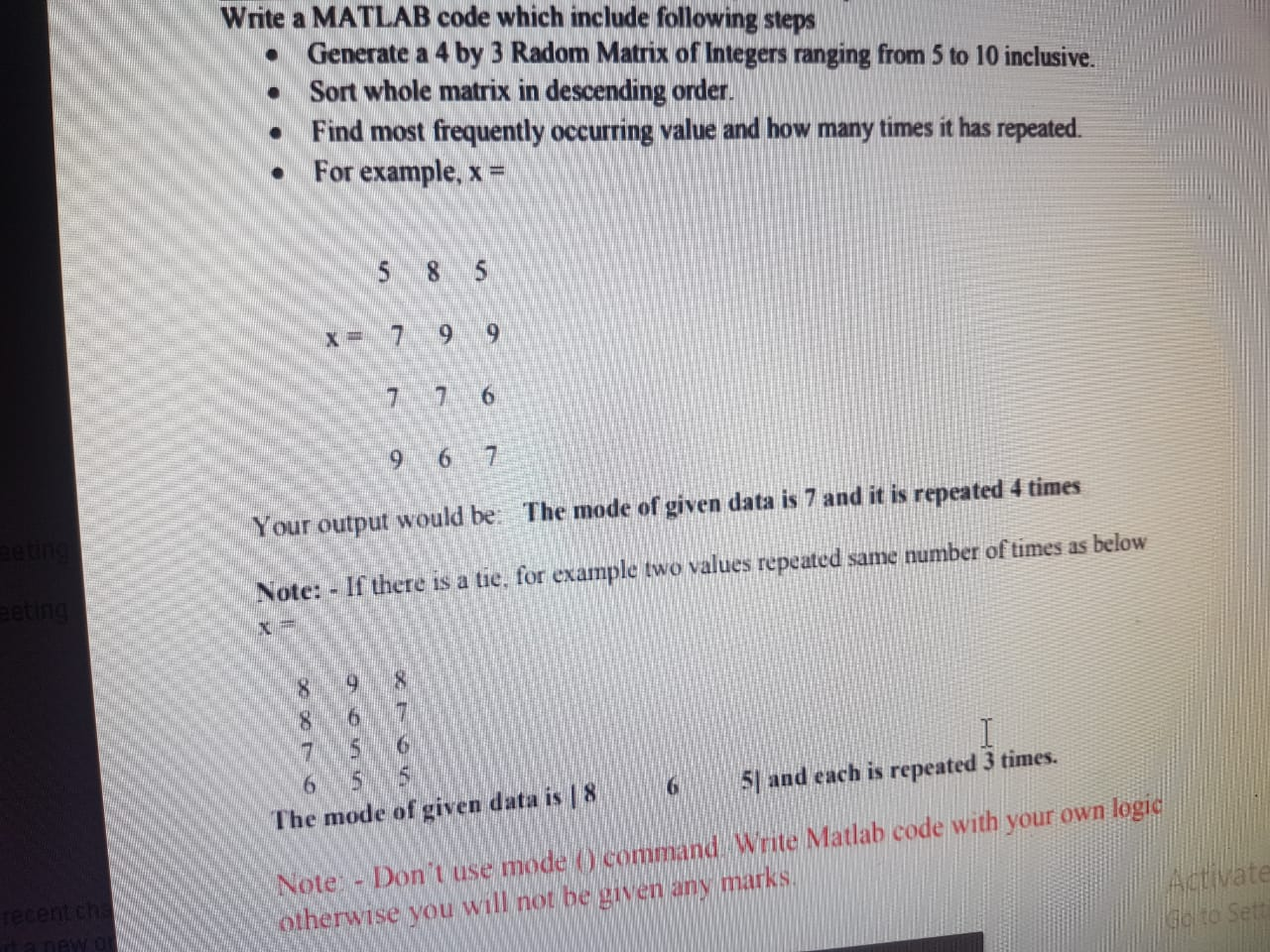 Solved . Write a MATLAB code which include following steps | Chegg.com