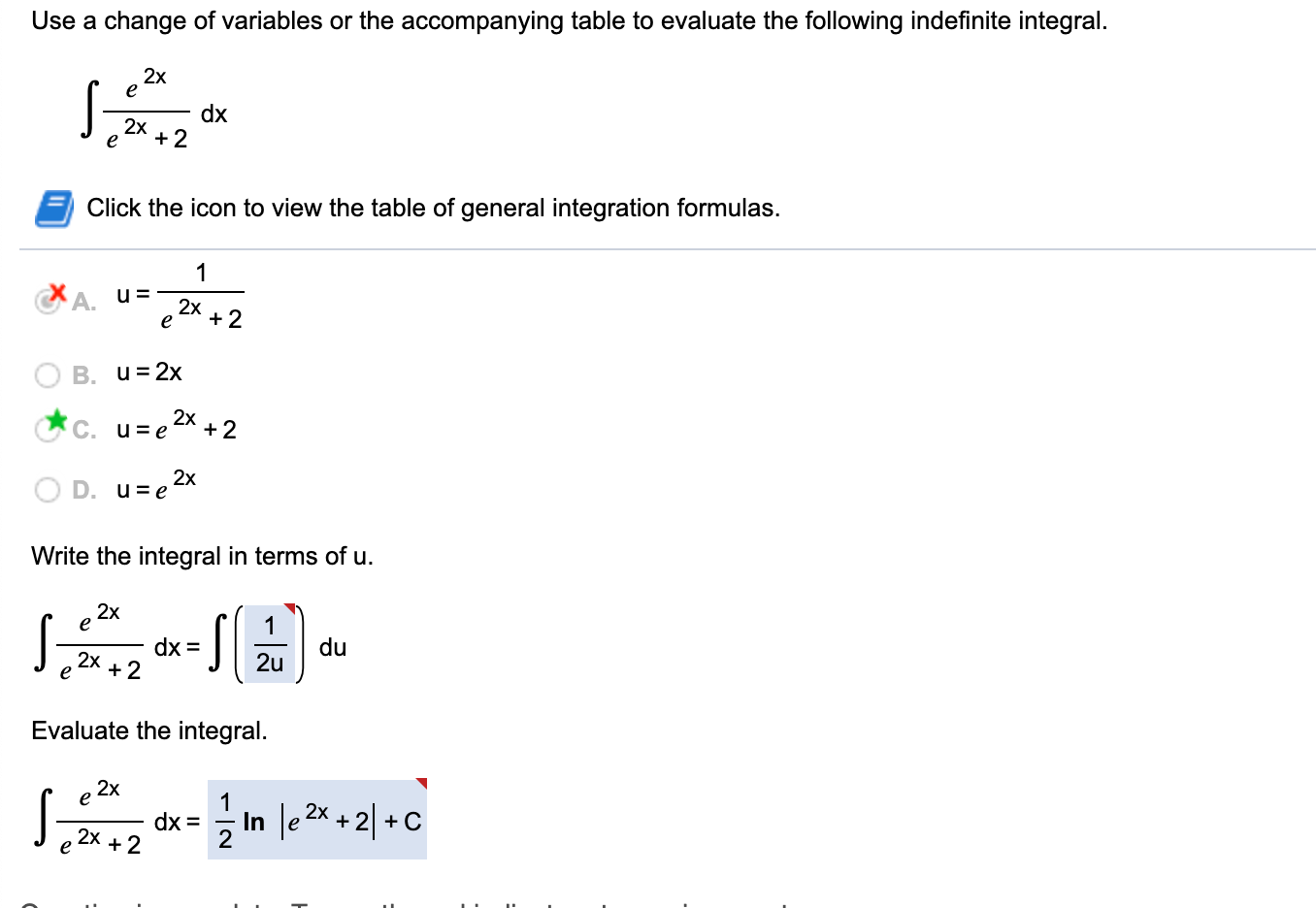 integral table e