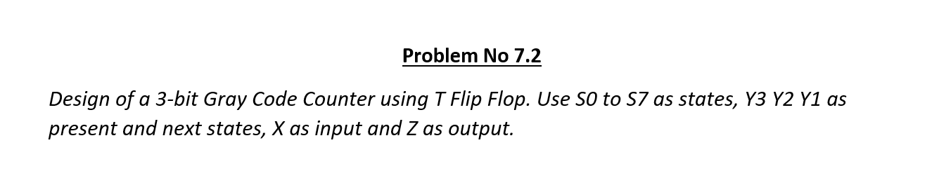 Solved Problem No 7.2 Design of a 3-bit Gray Code Counter | Chegg.com image.