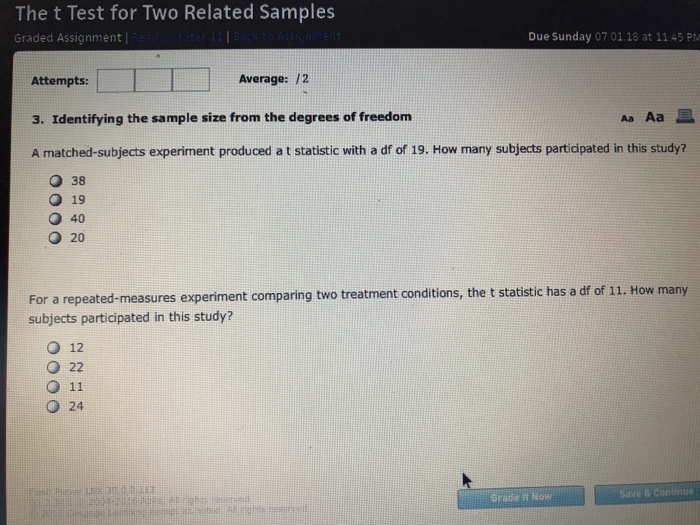 Solved The t Test for Two Related Samples Graded Assignment | Chegg.com