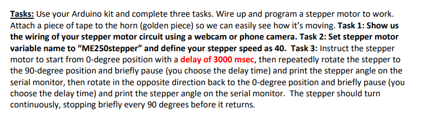 Tasks: Use your Arduino kit and complete three tasks. | Chegg.com