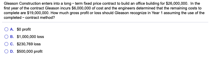 Solved Gleason Construction enters into a long-term fixed | Chegg.com