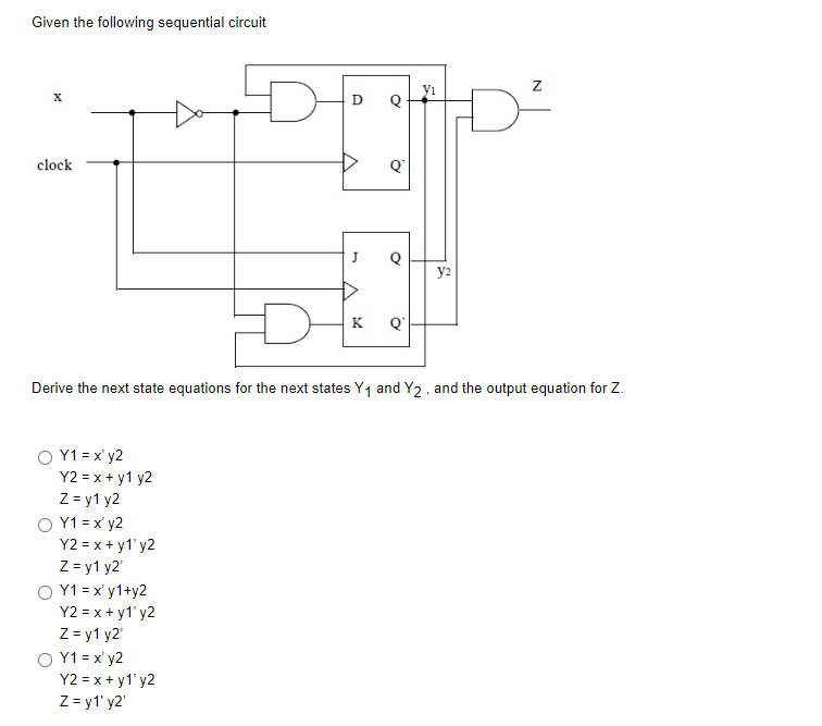 Solved Given the following sequential circuit Derive the | Chegg.com