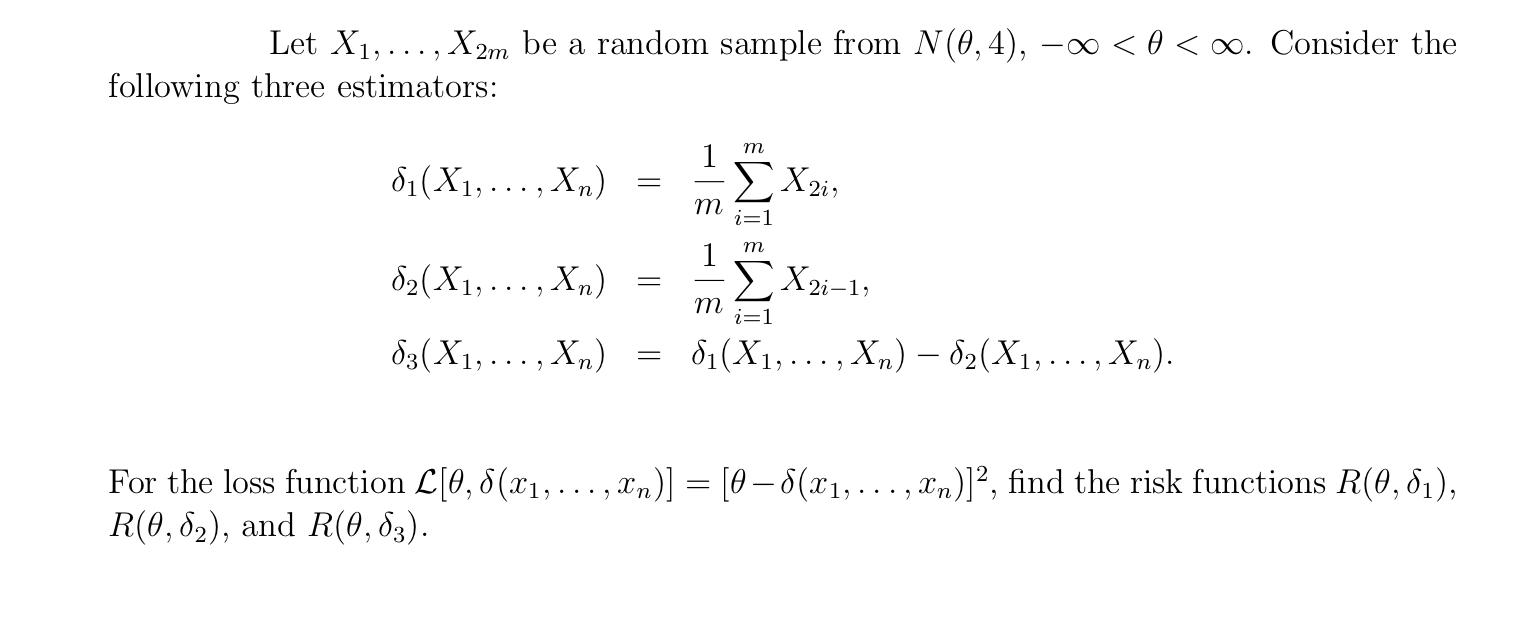 Solved Let X1,…,X2m be a random sample from N(θ,4),−∞