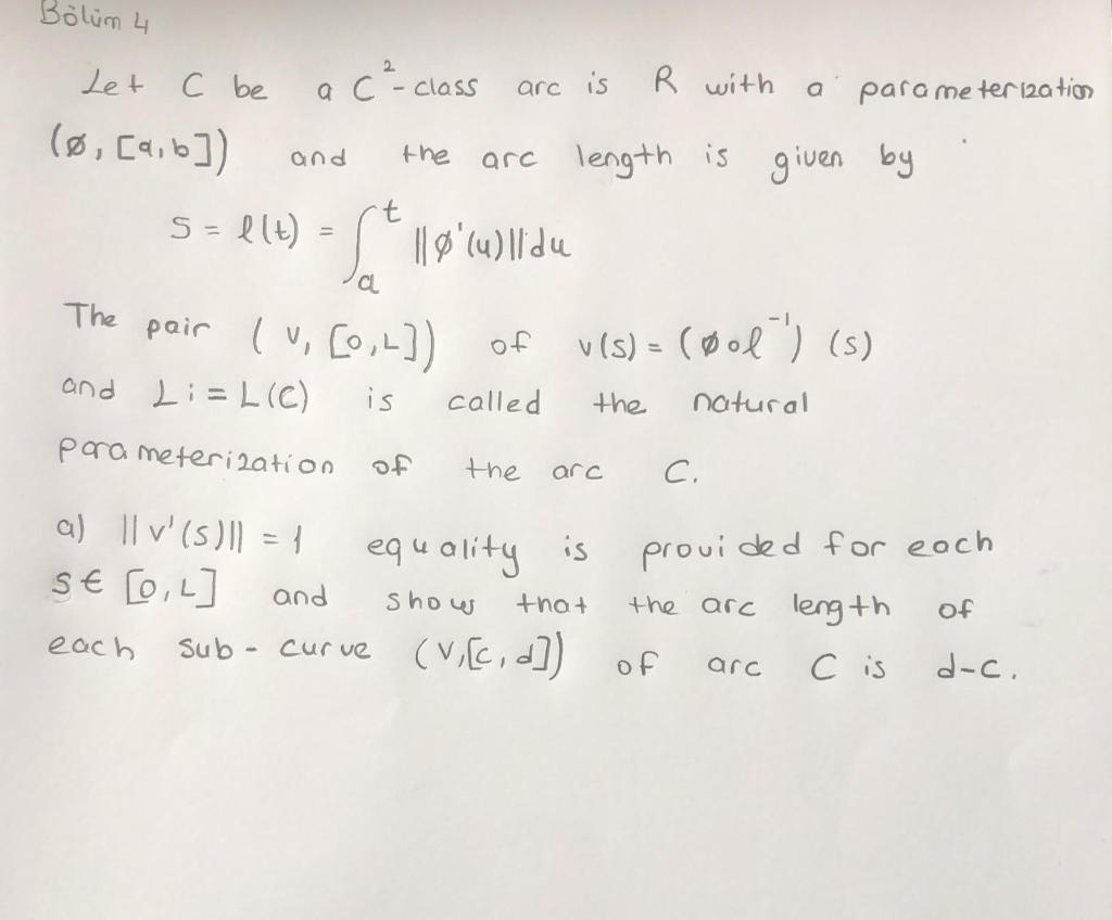 Bolum 4 A Let C Be A C Cl Class Arc Is R With A Chegg Com