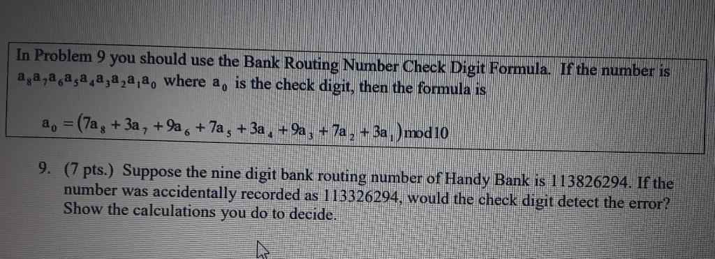 routing number check digit error