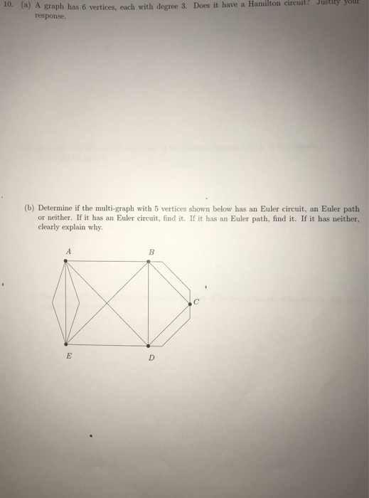 Solved 10. (a) A graph has 6 vertices, cach with degree 3. | Chegg.com
