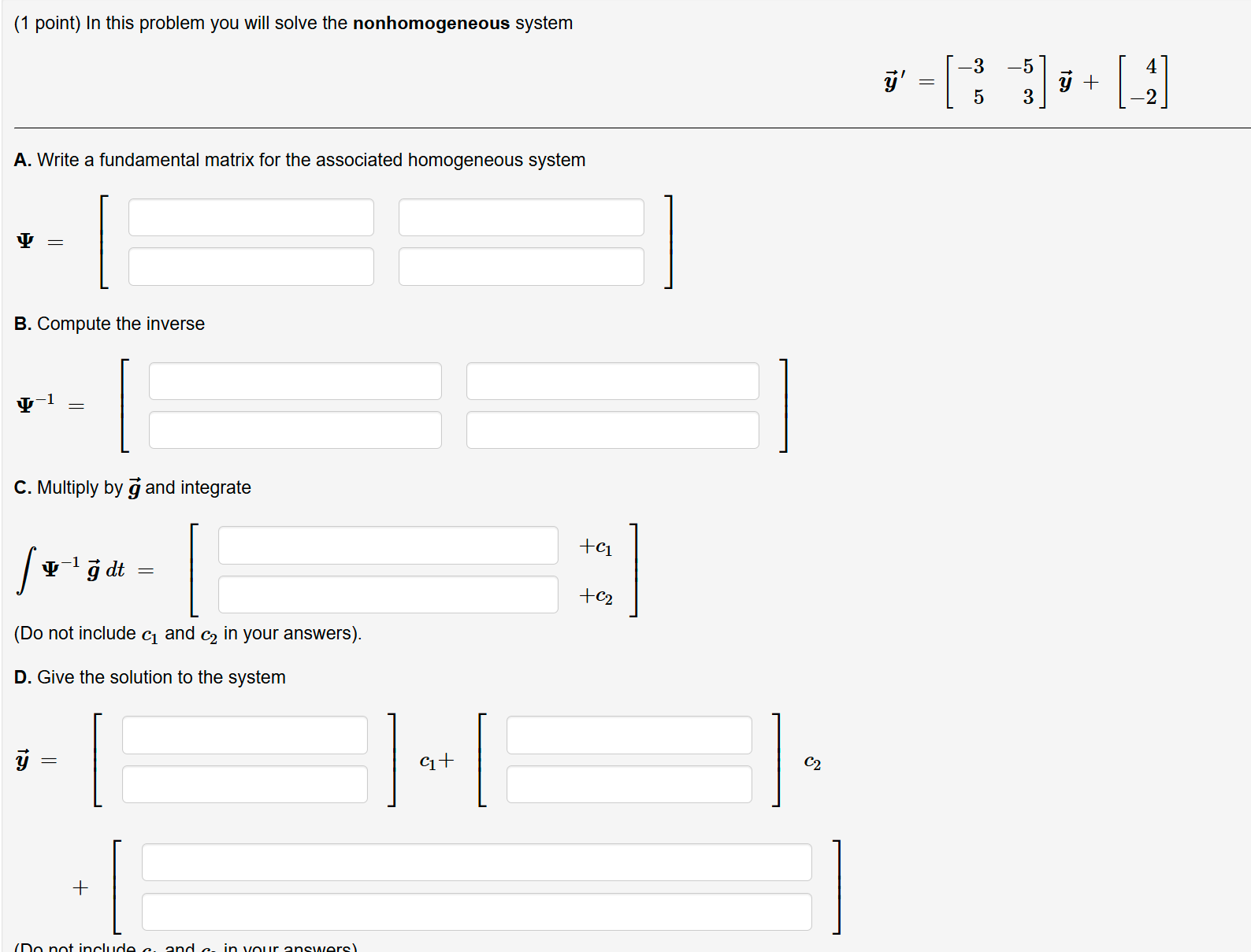 Solved (1 ﻿point) In ﻿this problem you will solve the | Chegg.com