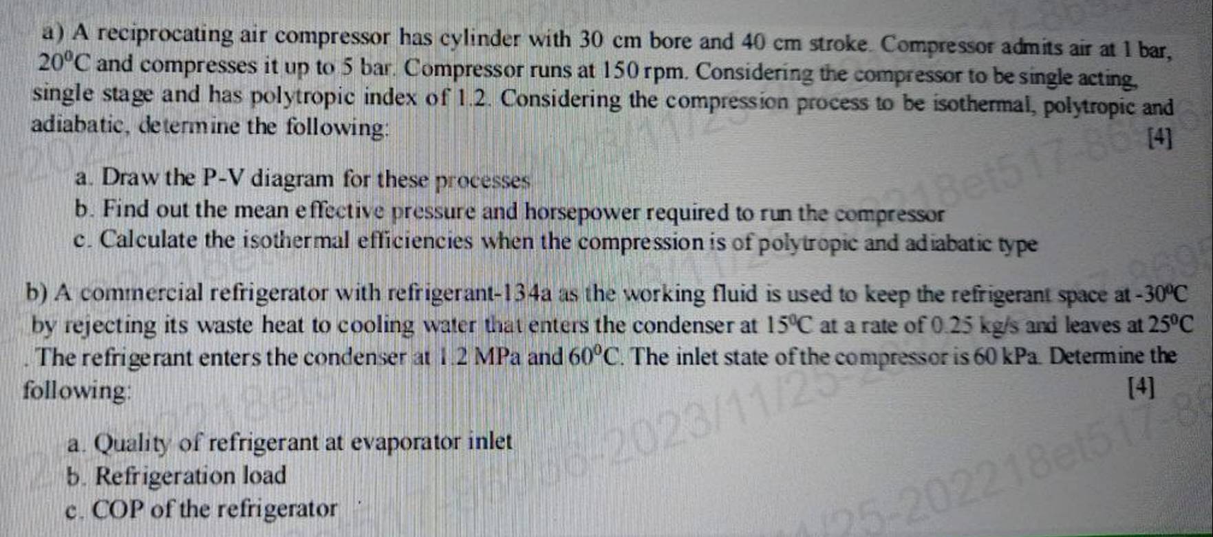 Solved a) ﻿A reciprocating air compressor has cylinder with | Chegg.com