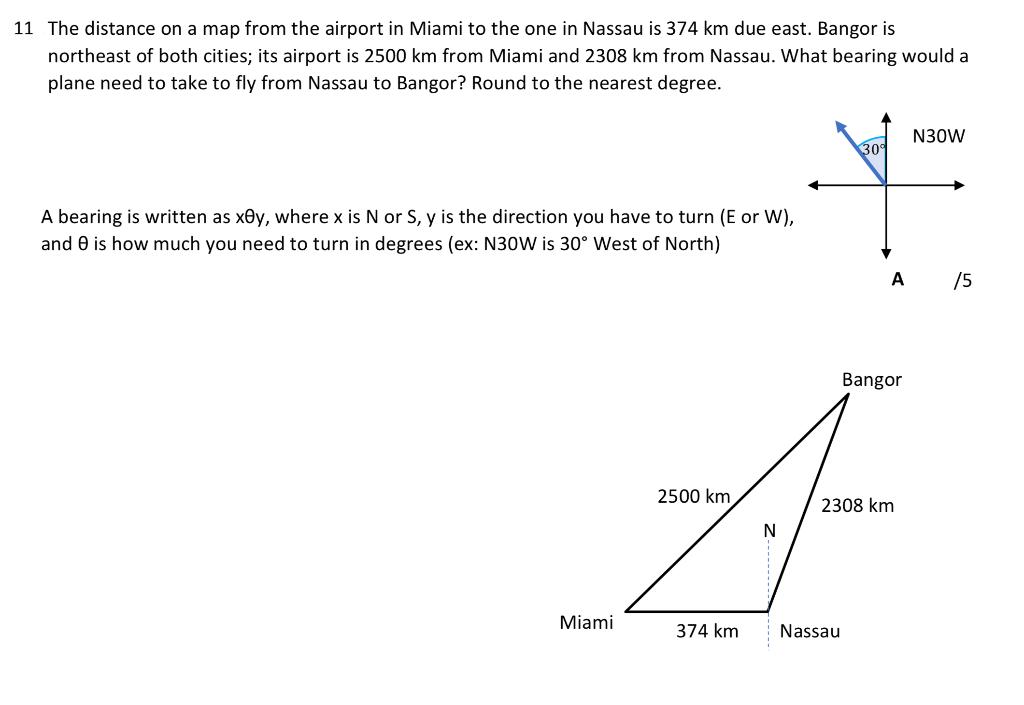 Solved 11 The distance on a map from the airport in Miami to