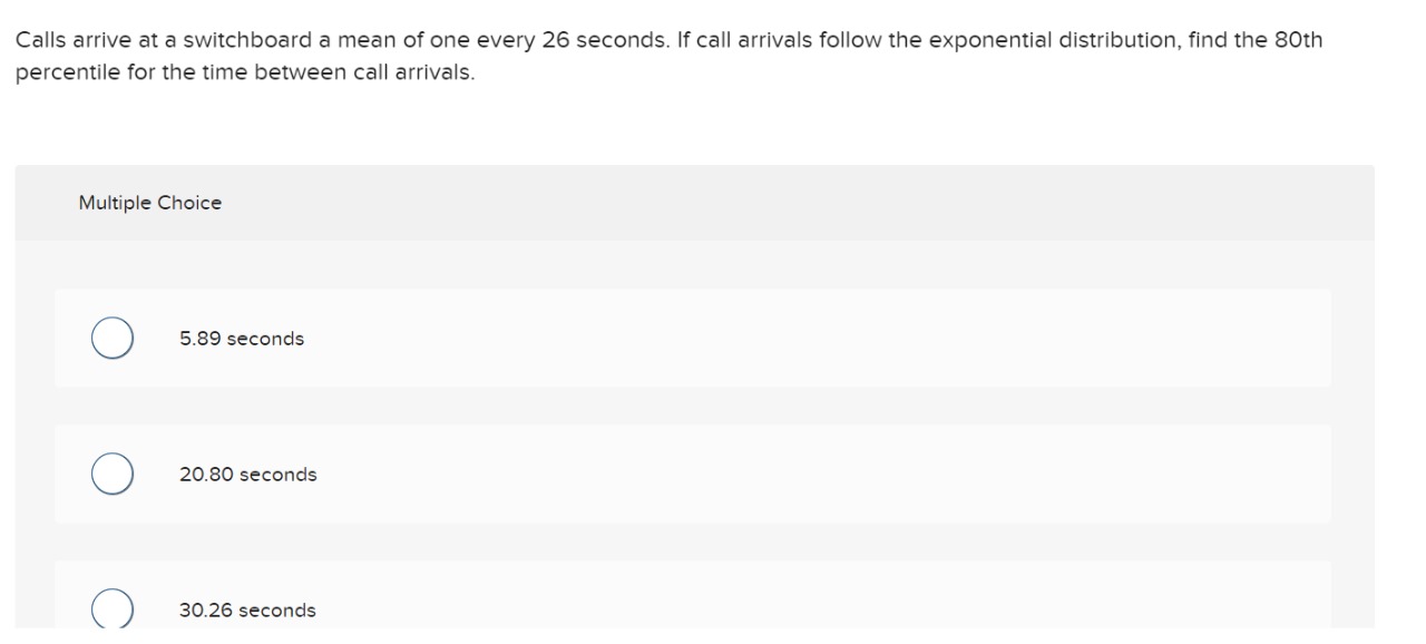 Solved Calls arrive at a switchboard a mean of one every 26 | Chegg.com