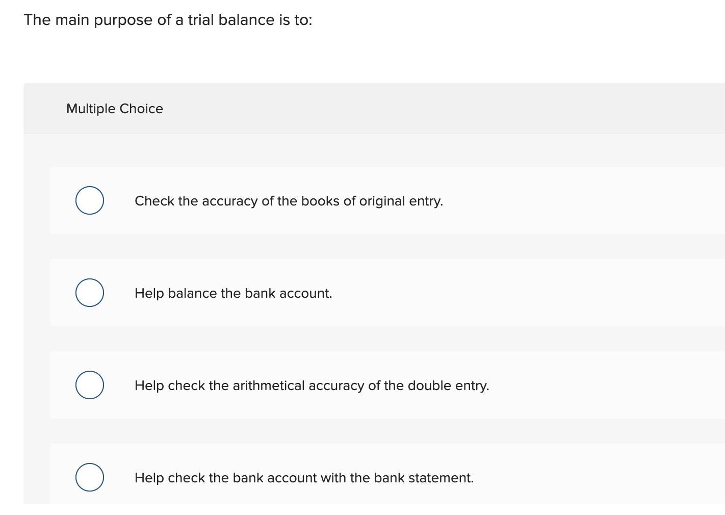 trial balance is used to check the accuracy of