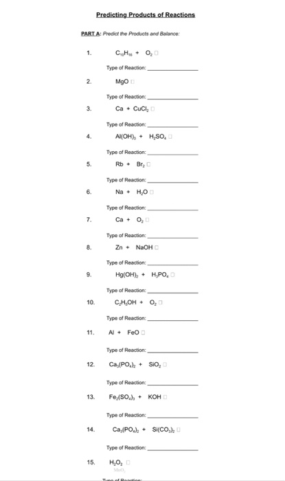 Solved PART A: Predict the Products and Balance Type of | Chegg.com