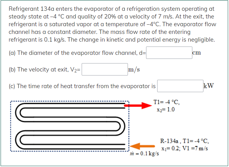 Solved Refrigerant 134a enters the evaporator of a