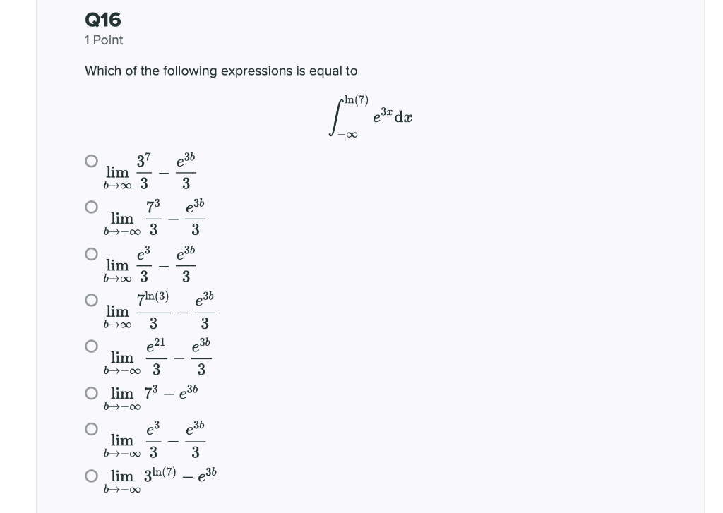 Solved 16 1 Point Which of the following expressions is | Chegg.com