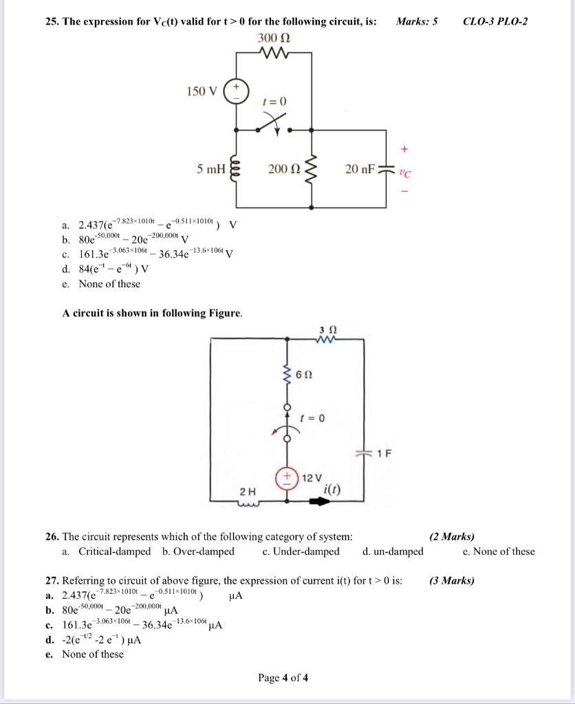 Solved A circuit is shown in Figure (2), consider that the | Chegg.com